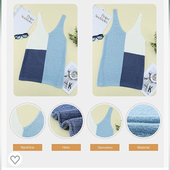 NWOT V-neck knit color block tank top - Picture 3 of 3